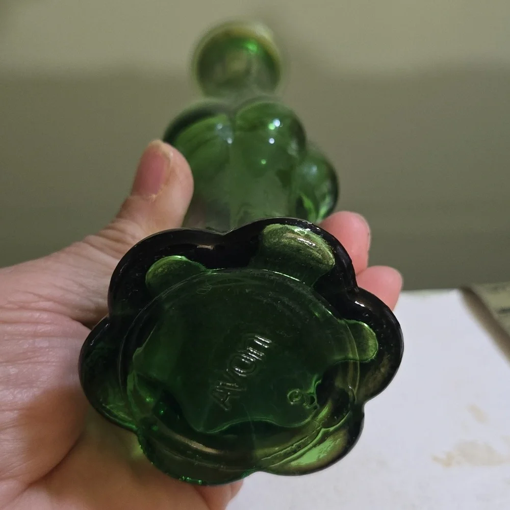 Vintage Avon Green Glass Bottle with Cork